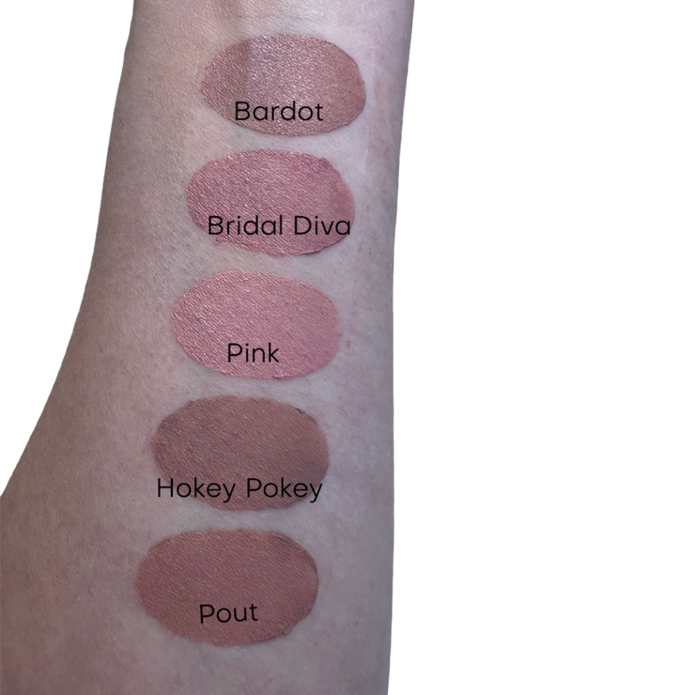 pink lipstick swatch on arm